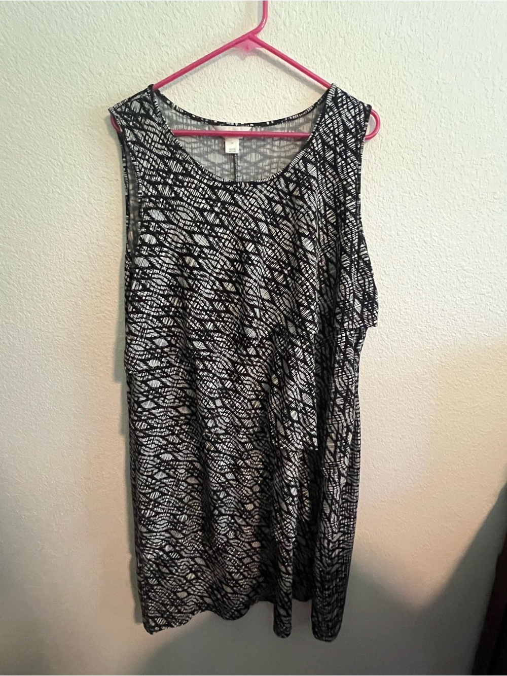 CJ Banks Sleeveless Black & White Printed Tank Dress 1X